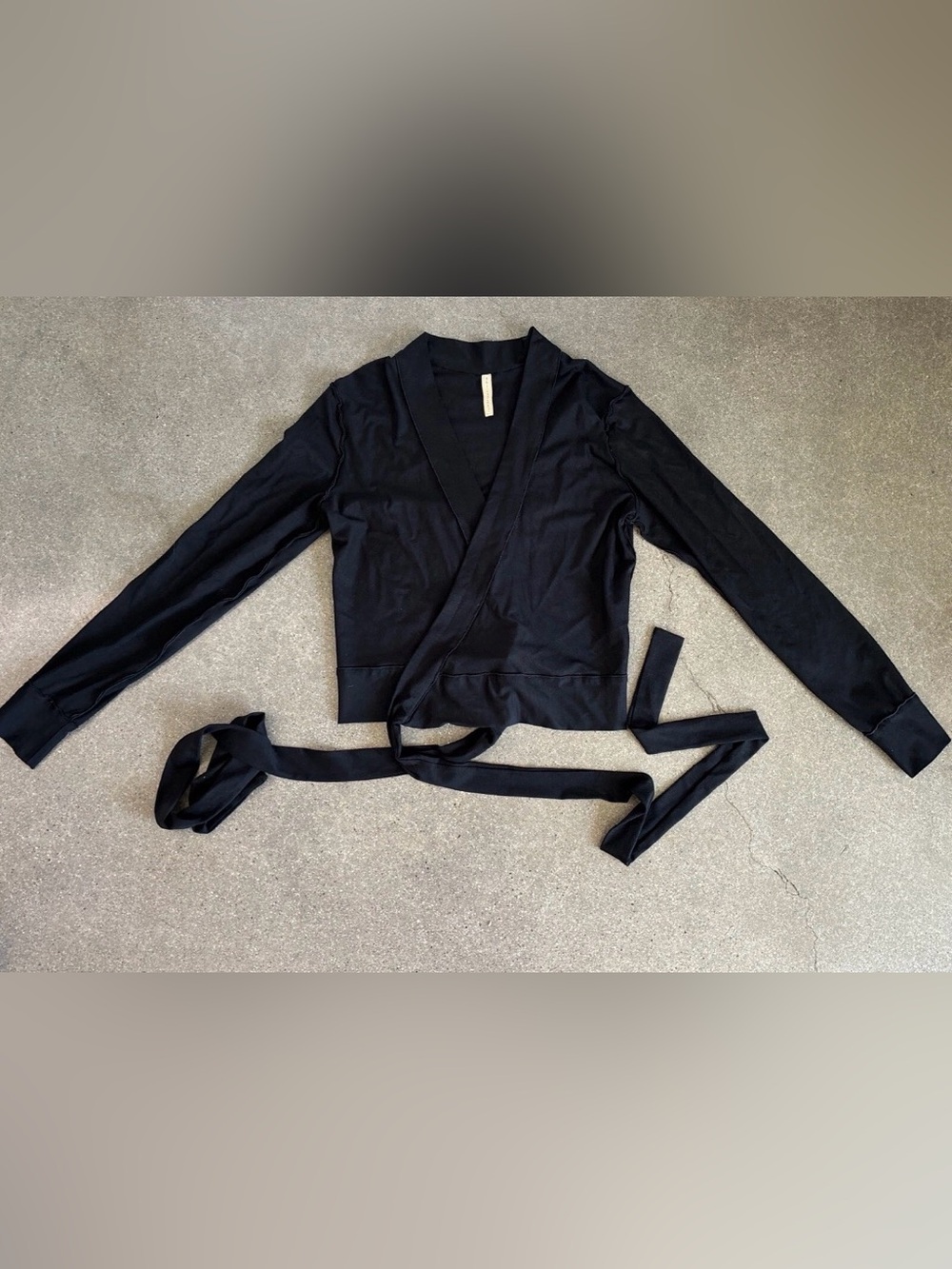 Black Wrap-Front Long Sleeve Blouse - Women